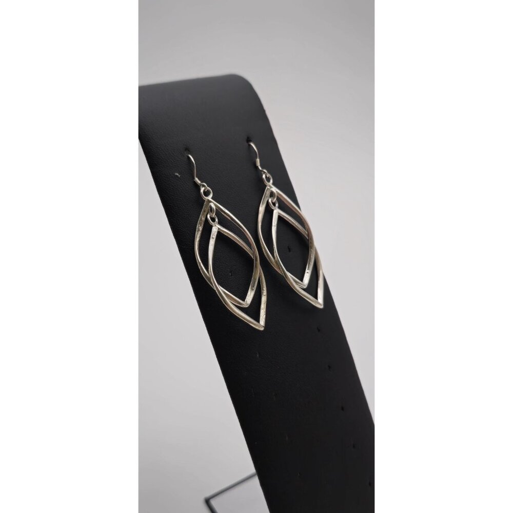 Sterling Silver Double Loop Style Large Earrings … - image 2